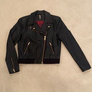 Free People Black Feaux Leather Jacket